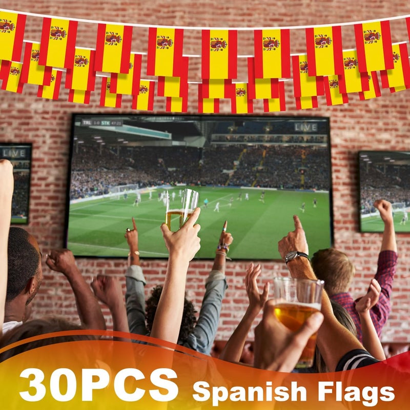 MVPRING Spain String Flag Pennant Banner, Small Mini Spanish Flags Bunting Banner, National Country Decoration for School, Party, Sports Events, Patriotic Festival, 33 Feet 30 Flags - Image 5